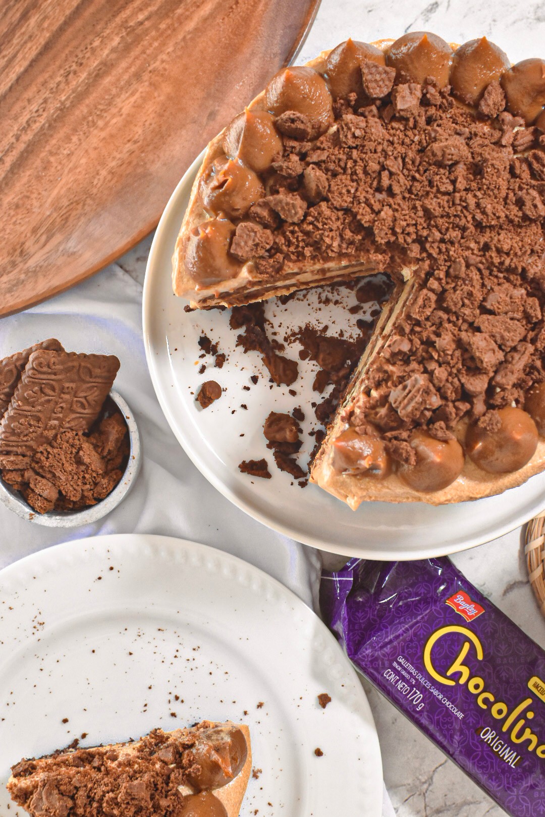 Chocotorta con base de bizcochuelo de chocolate